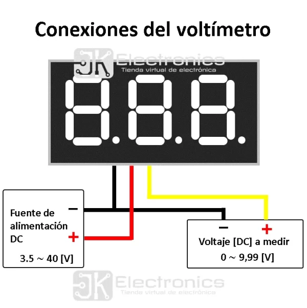 Mini Voltímetro DC (0~99.9)V - Imagen 2